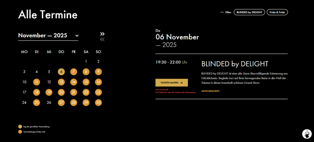 Kalender Ausschnitt Website